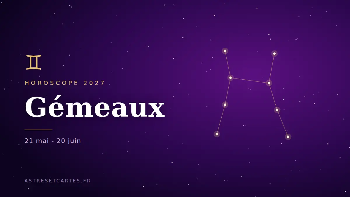 Horoscope 2027 des Gémeaux : la constellation des Gémeaux sur un ciel étoilé